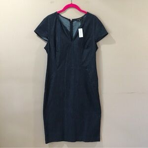 Banana Republic dress sheath Women’s 8 Chambray Blue Denim V-neck Stretch 256797